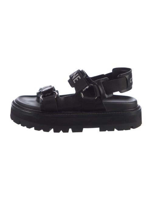 Celine Leather Printed Slingback Sandals
