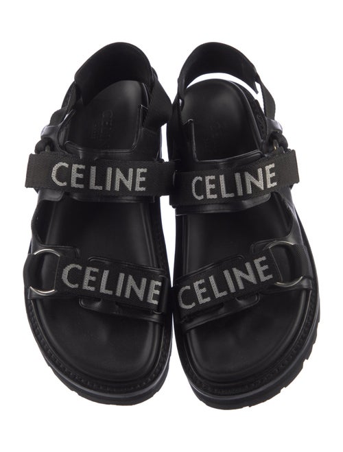 Celine Leather Printed Slingback Sandals