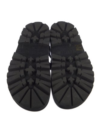 Celine Leather Printed Slingback Sandals