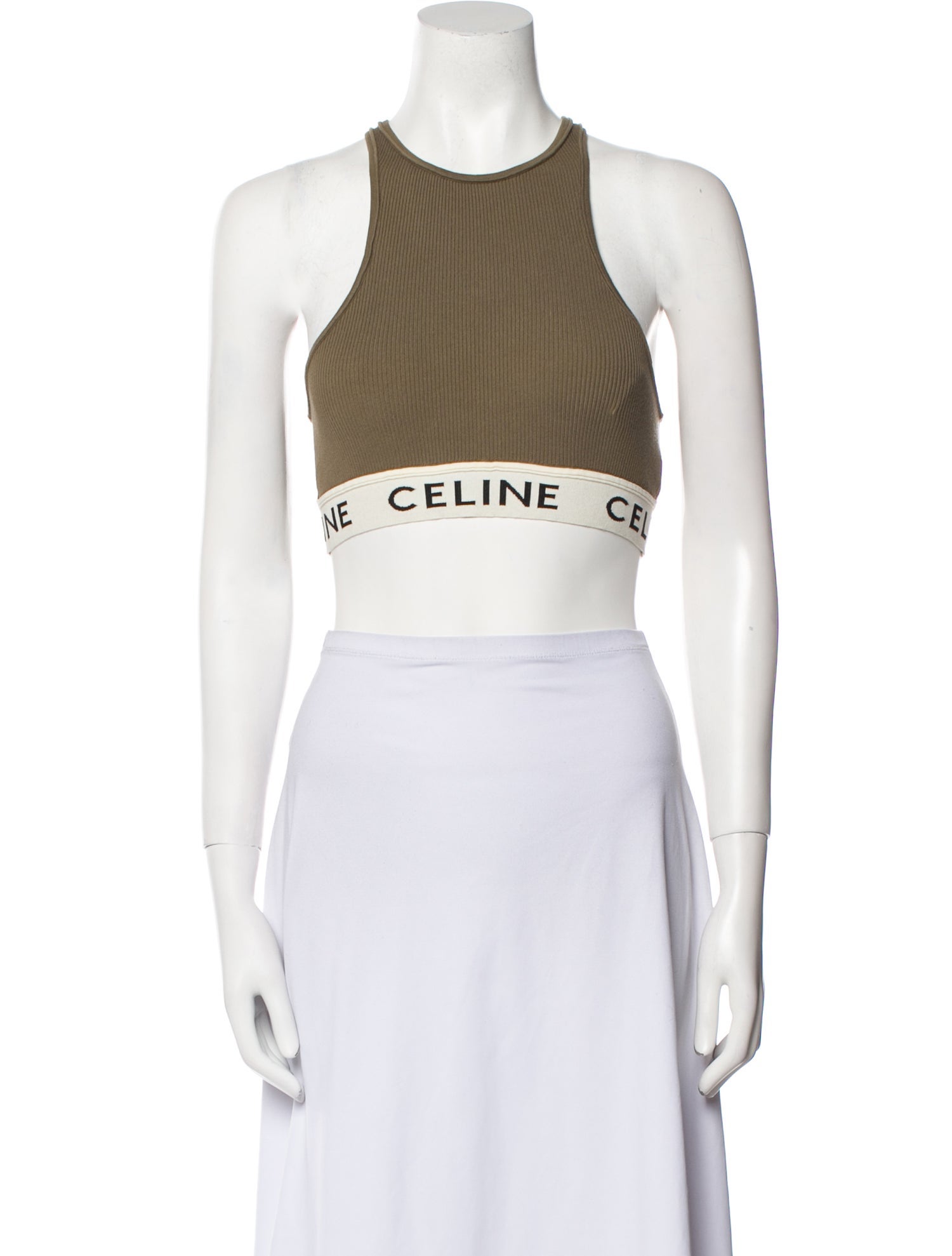 Celine Graphic Print Halterneck Crop Top