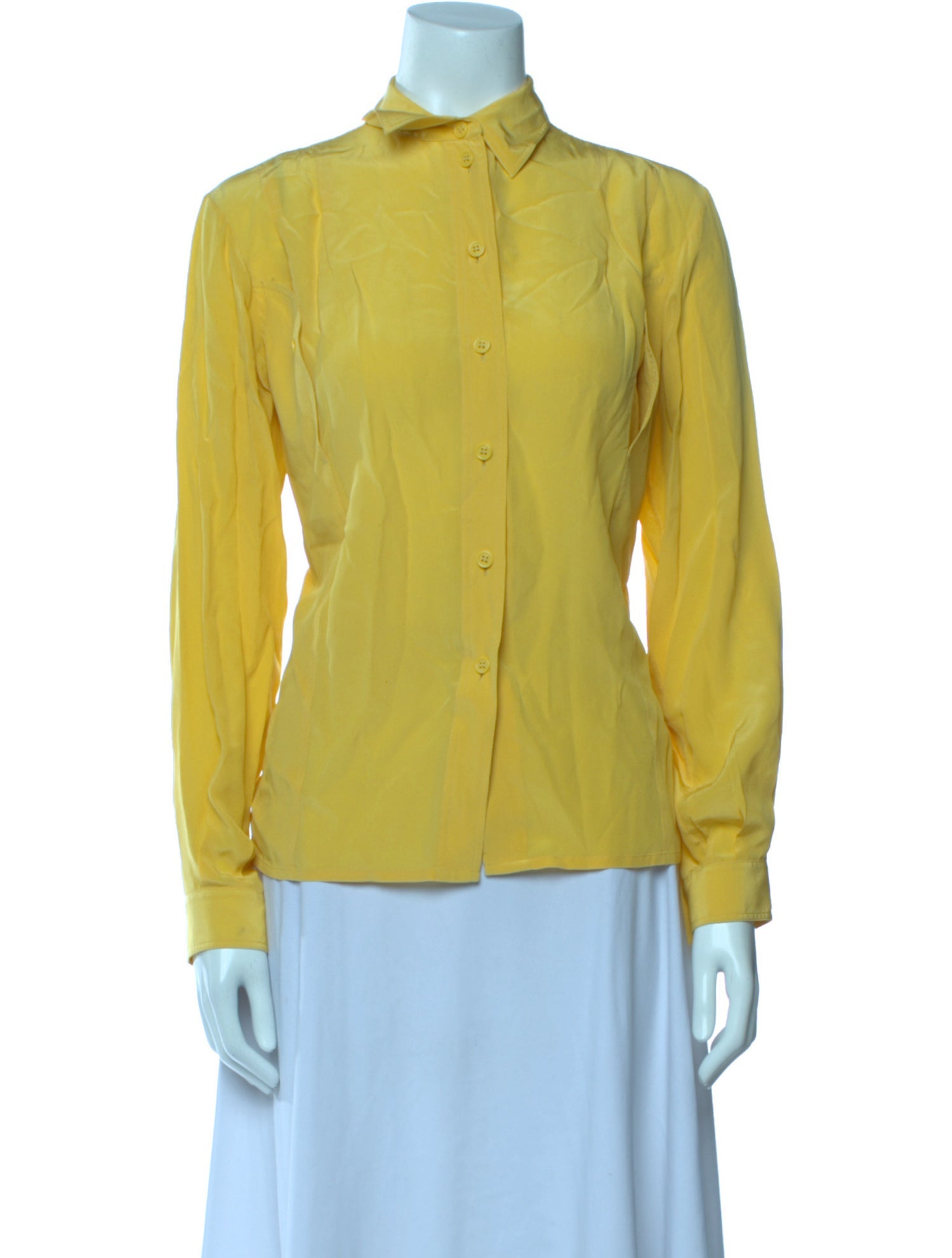 Celine Silk Mock Neck Button-Up Top