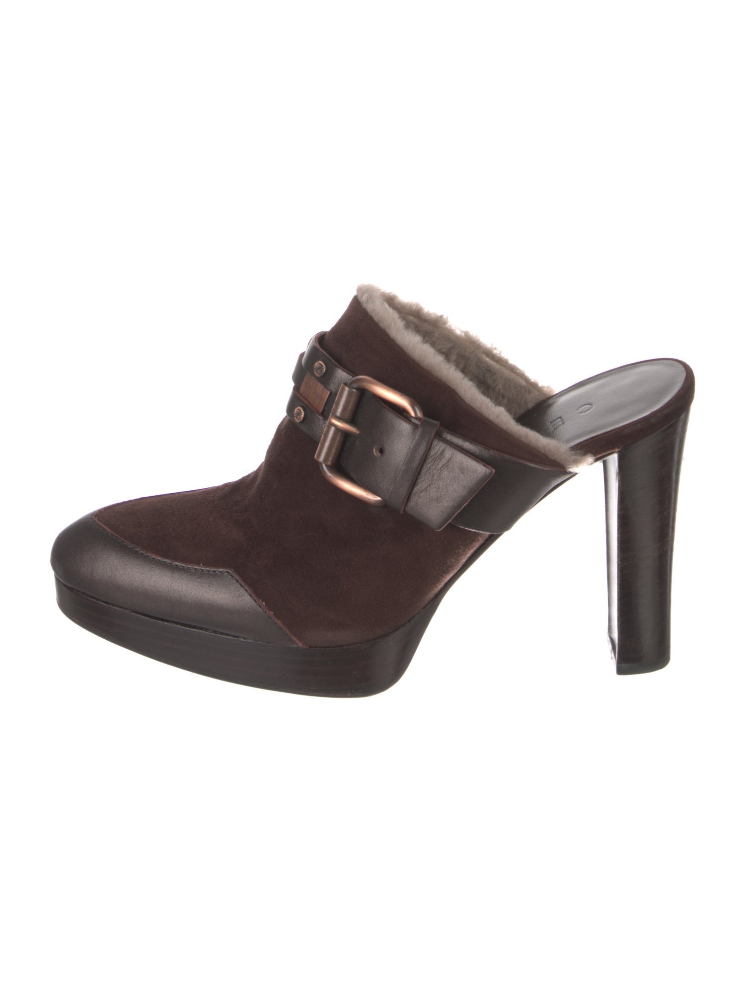 Celine Suede Fur Trim Mules