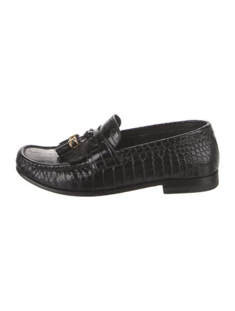 Celine Leather Animal Print Loafers