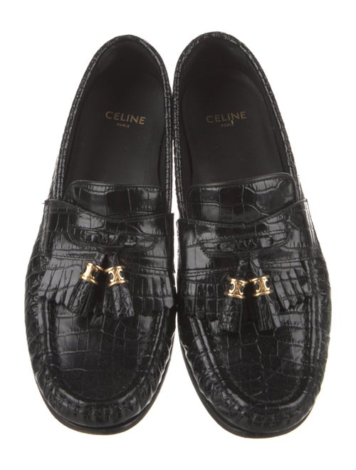 Celine Leather Animal Print Loafers