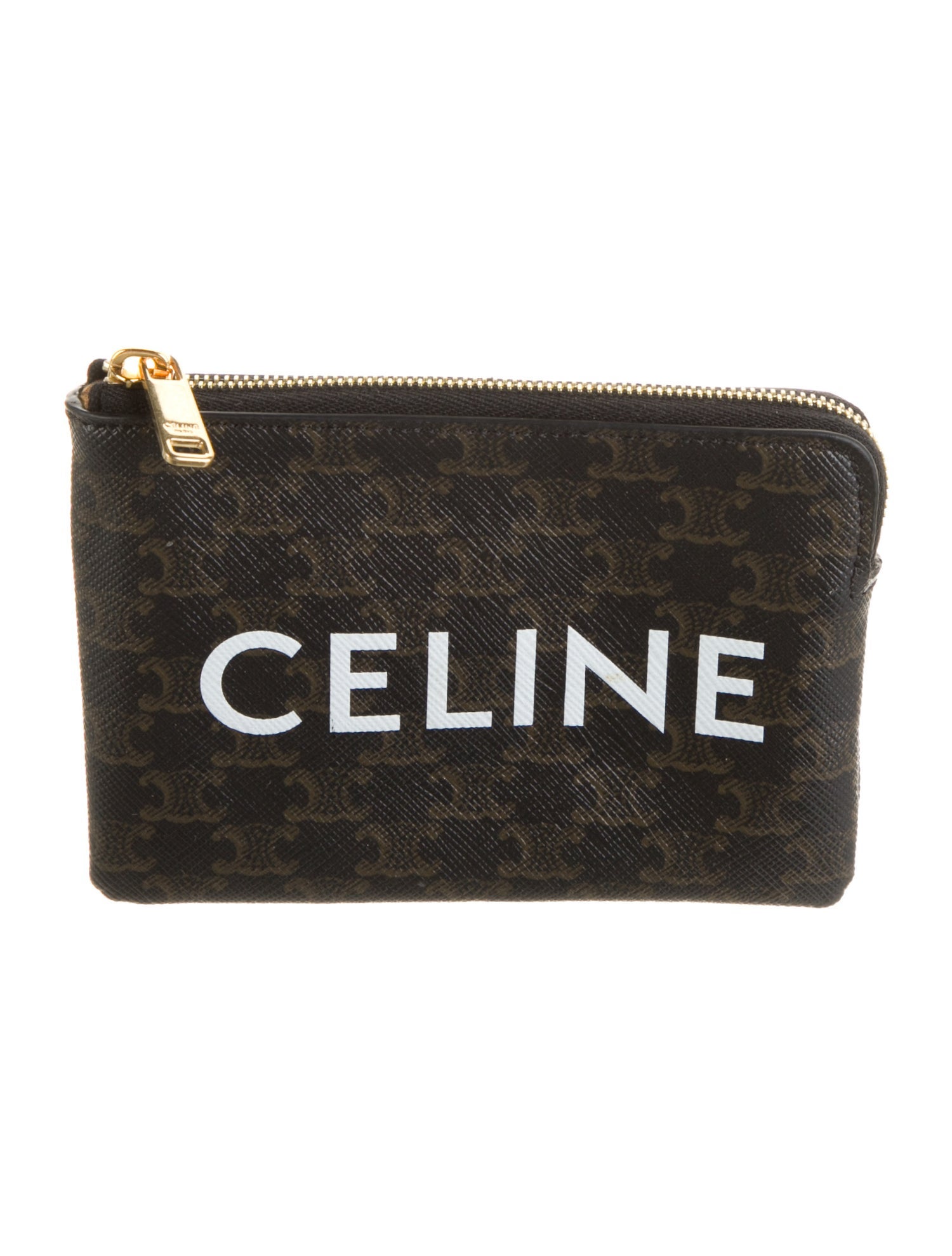 Celine Triomphe Coin & Card Pouch Printed Wallet