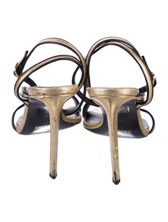 Celine Leather Colorblock Pattern Sandals