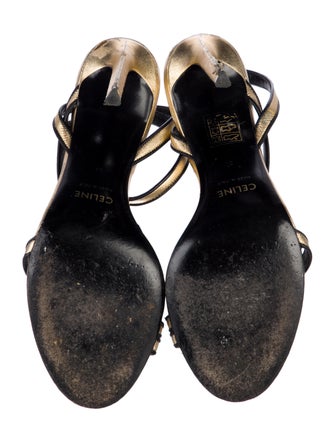 Celine Leather Colorblock Pattern Sandals