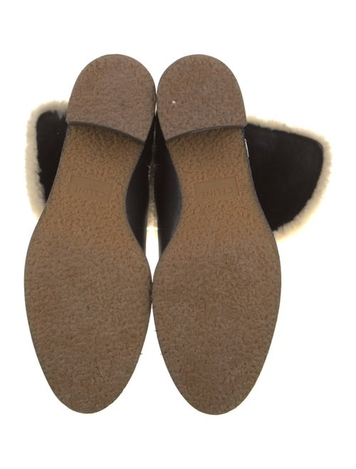 Celine Leather Faux Fur Trim Riding Boots