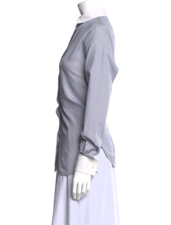 Celine Striped Long Sleeve Button-Up Top