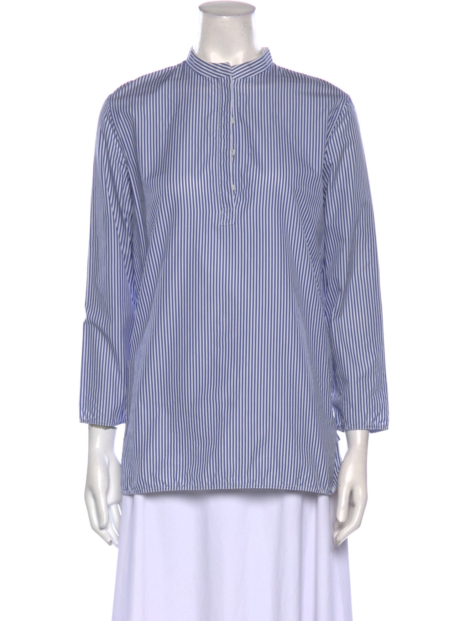 Celine Striped Mock Neck Blouse