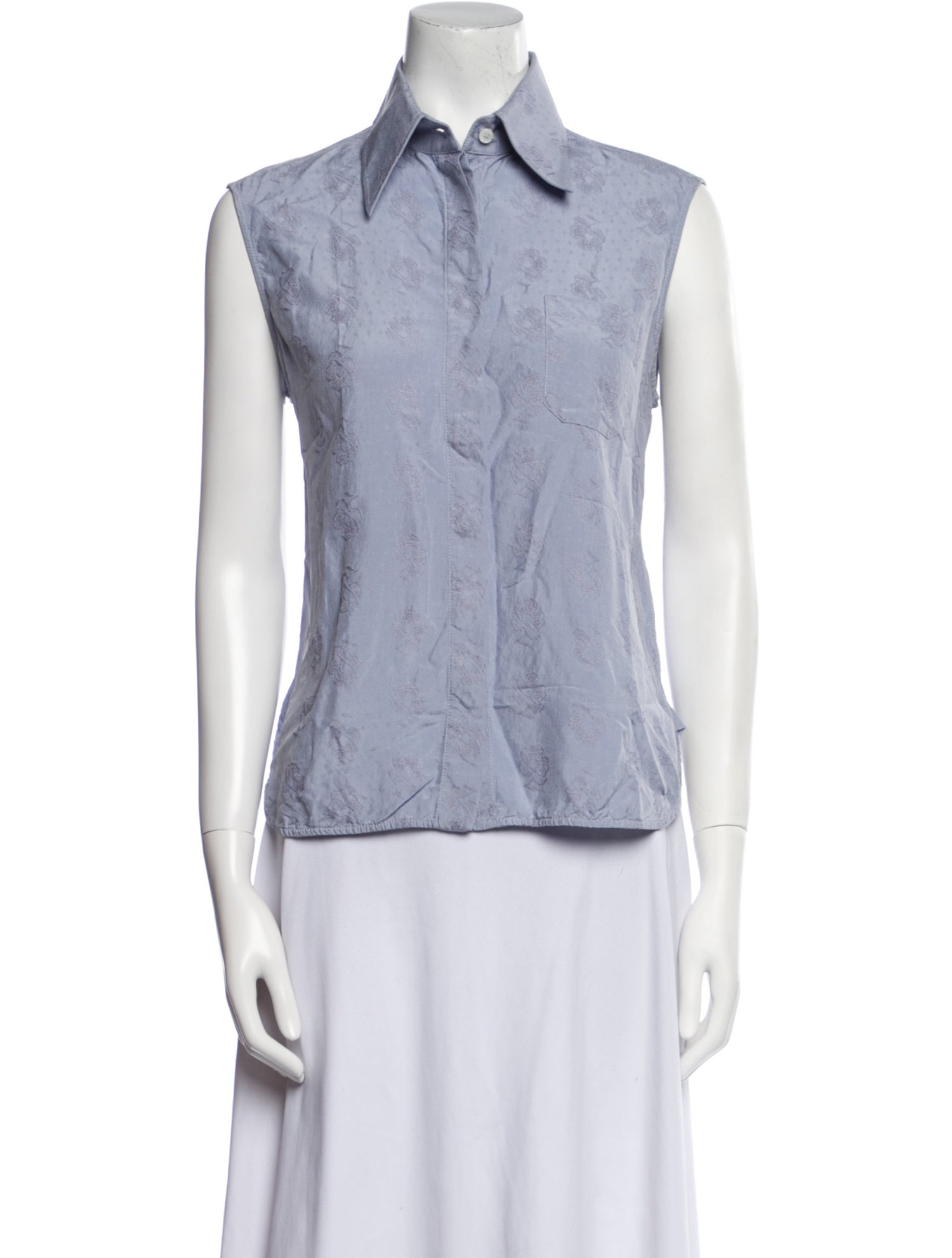 Celine Silk Sleeveless Button-Up Top