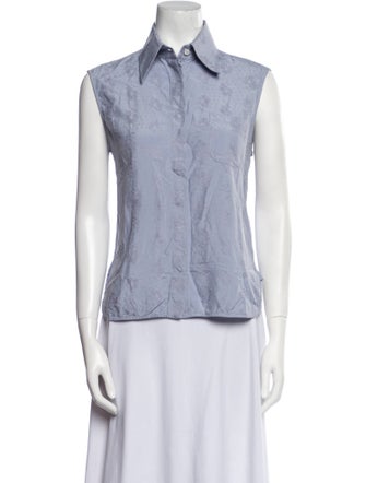 Celine Silk Sleeveless Button-Up Top