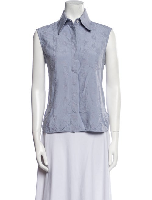Celine Silk Sleeveless Button-Up Top