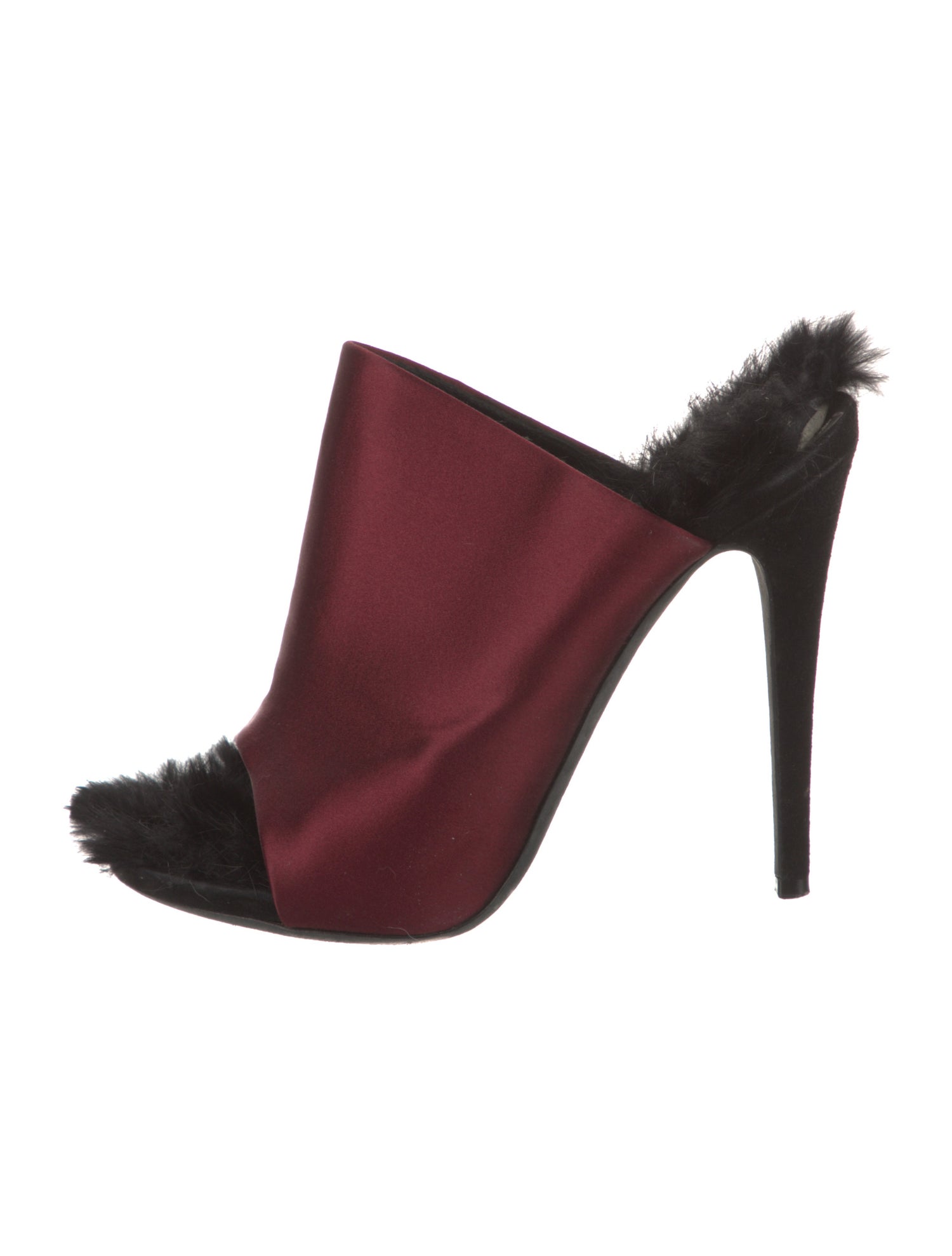 Celine Satin Fur Trim Mules
