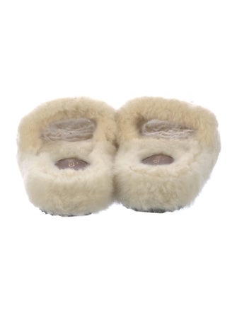 Celine Shearling Graphic Print Slides