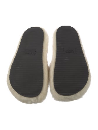 Celine Shearling Graphic Print Slides