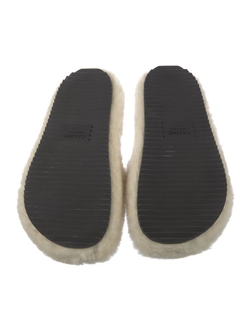 Celine Shearling Graphic Print Slides
