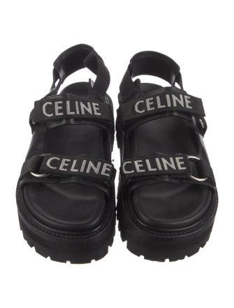 Celine Leather Printed Slingback Sandals