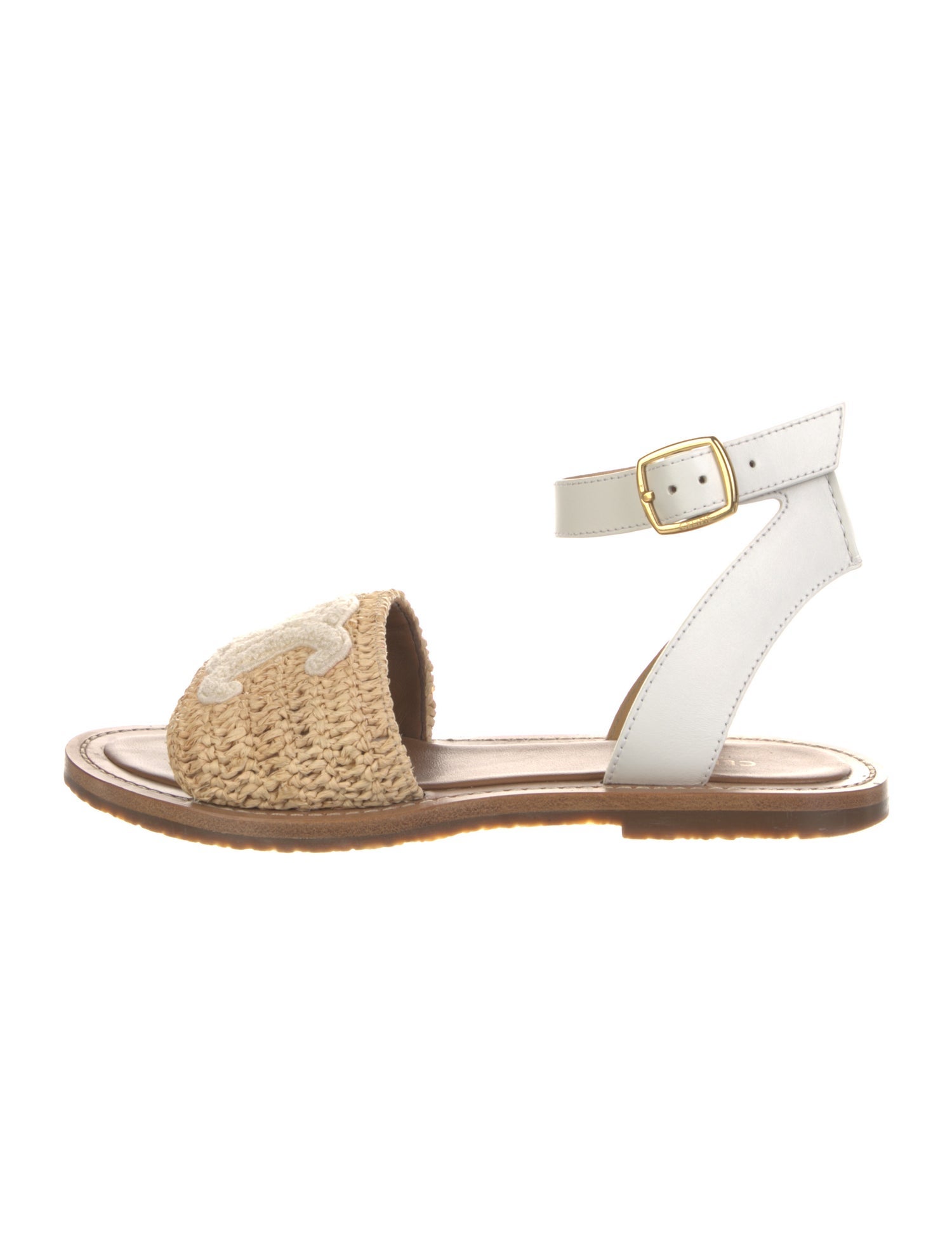 Celine Straw Faux Fur Trim Espadrilles