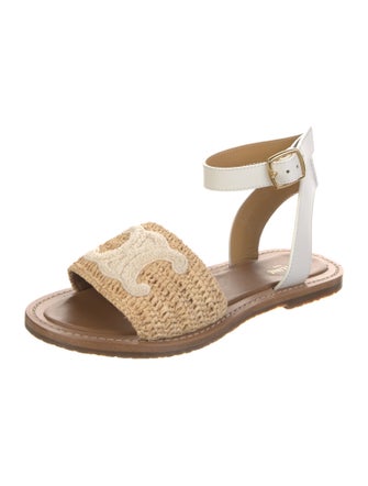Celine Straw Faux Fur Trim Espadrilles