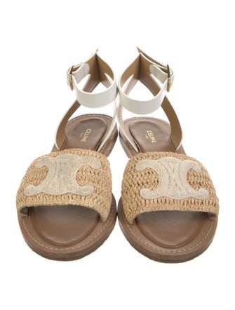 Celine Straw Faux Fur Trim Espadrilles