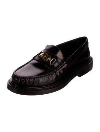 Celine Leather Chain-Link Accents Loafers