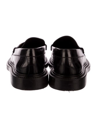 Celine Leather Chain-Link Accents Loafers