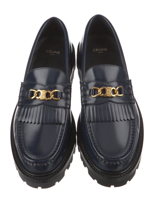 Celine Leather Fringe Trim Accent Loafers