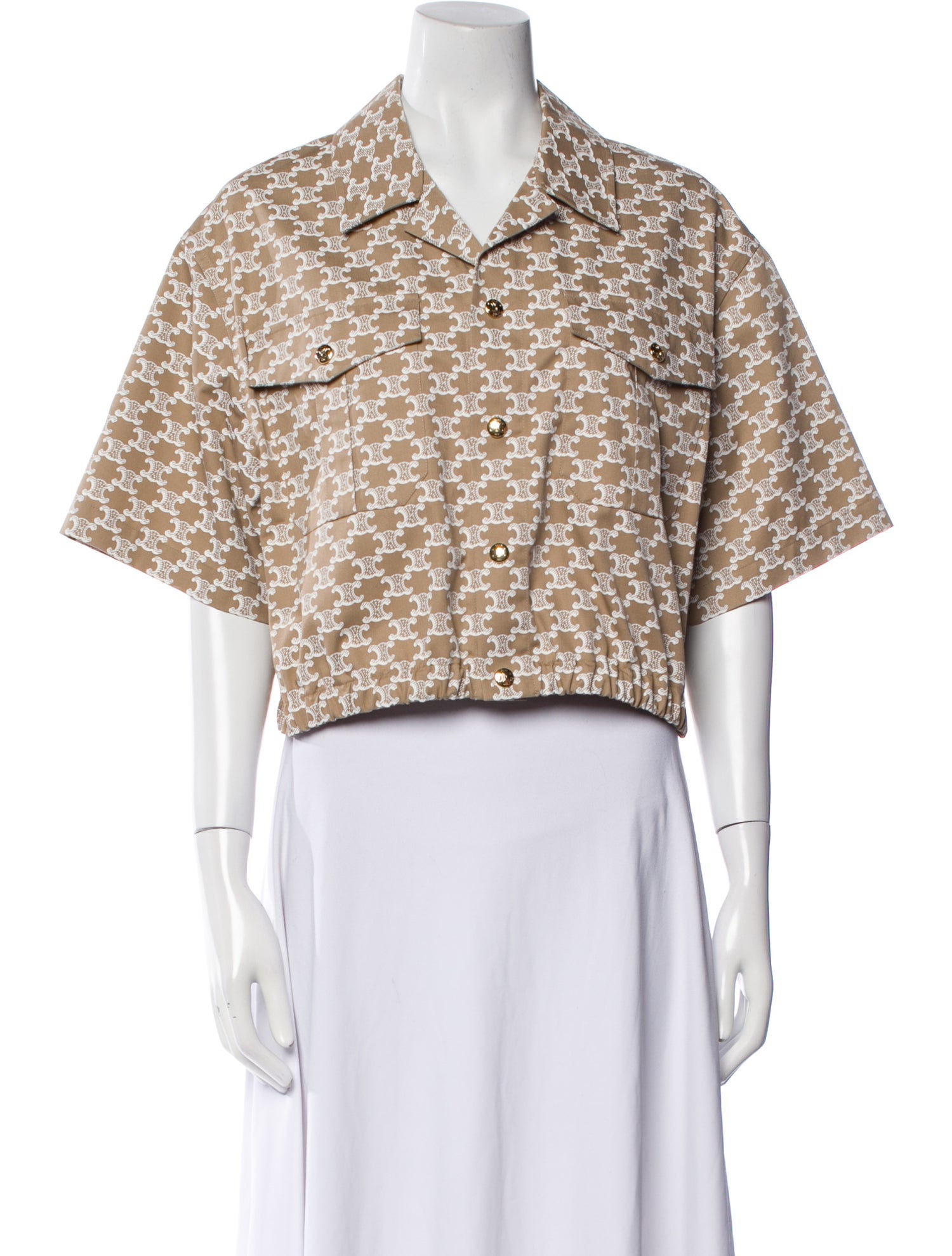 Celine Printed Short Sleeve Crop Top w/ Tags