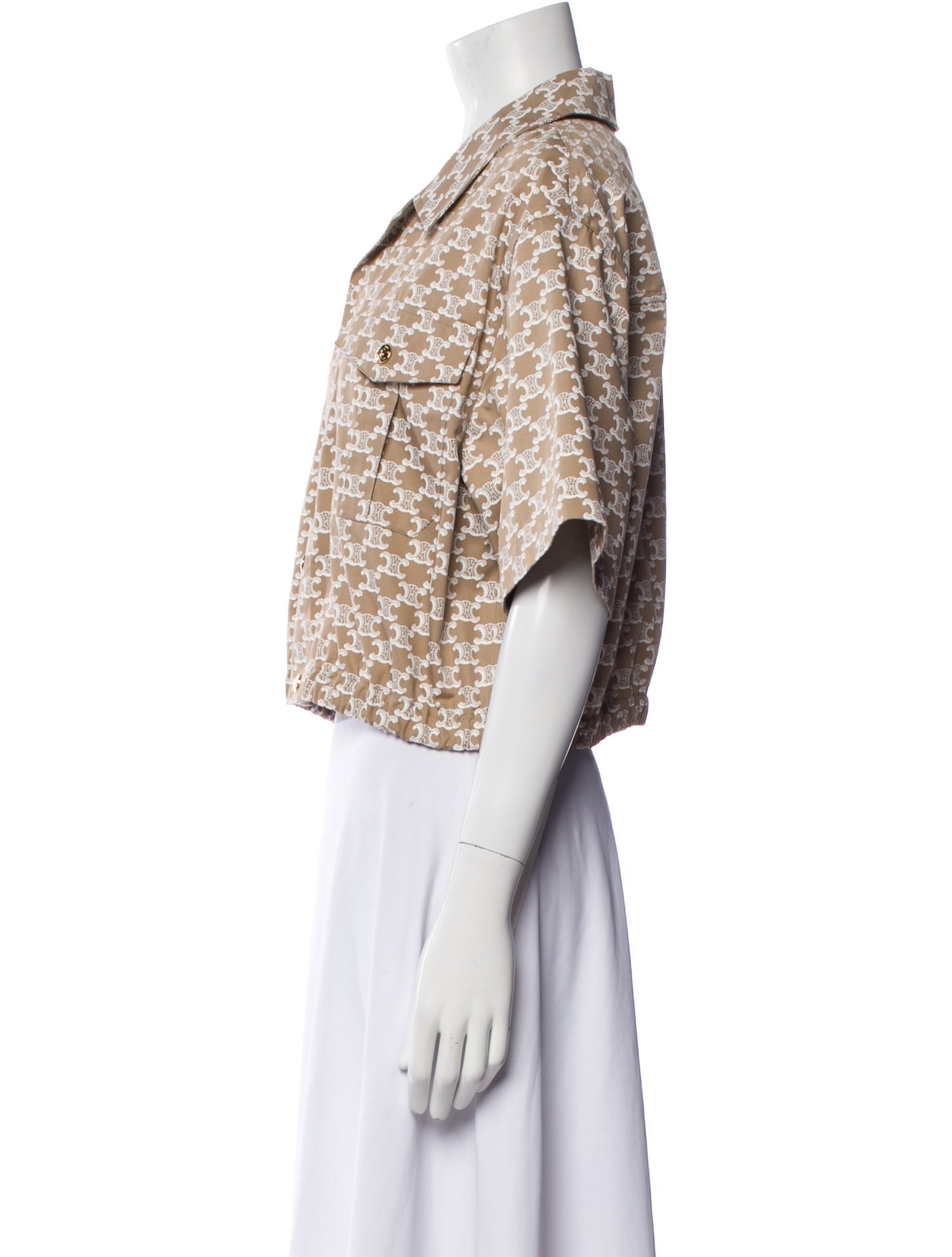 Celine Printed Short Sleeve Crop Top w/ Tags