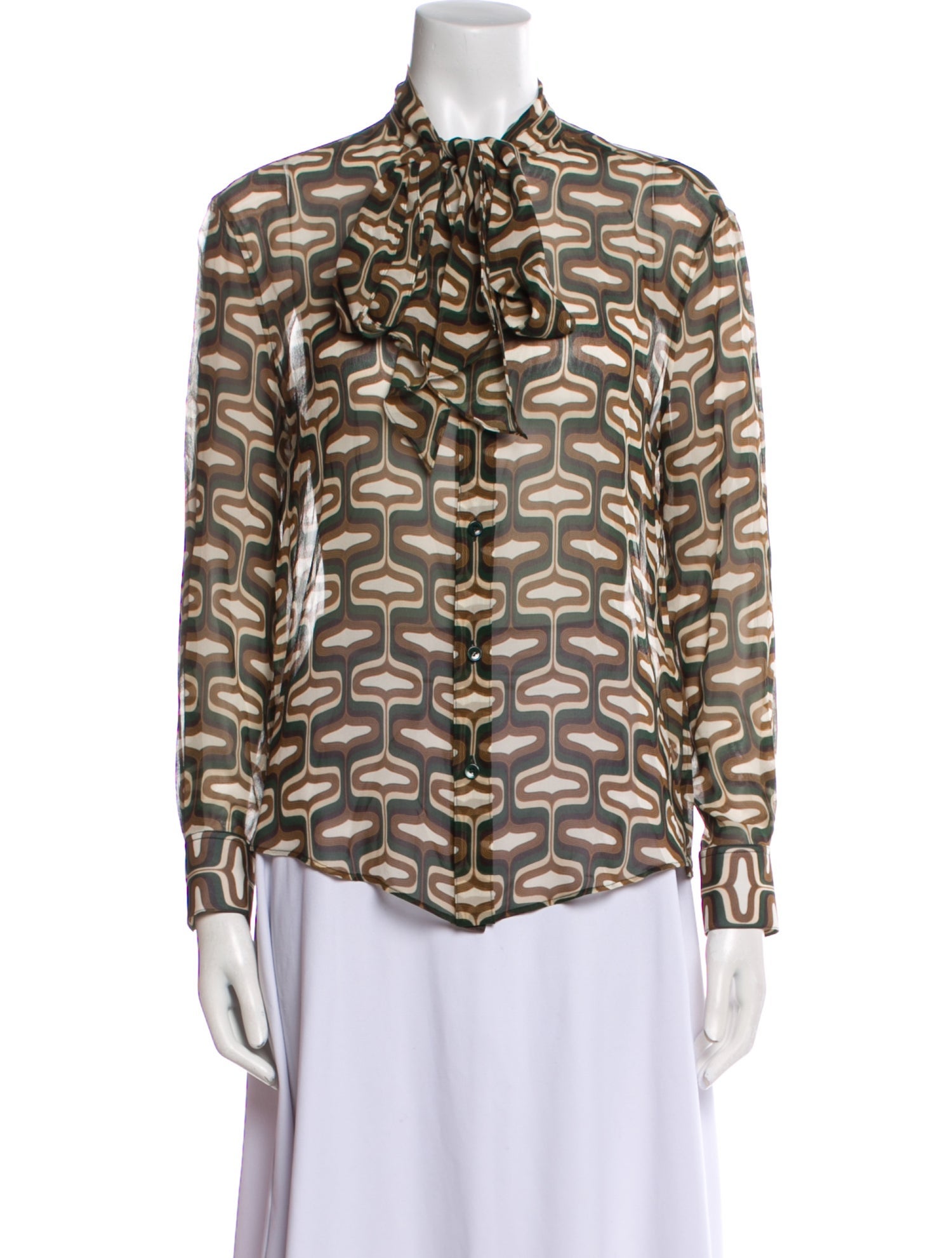 Celine Silk Printed Button-Up Top