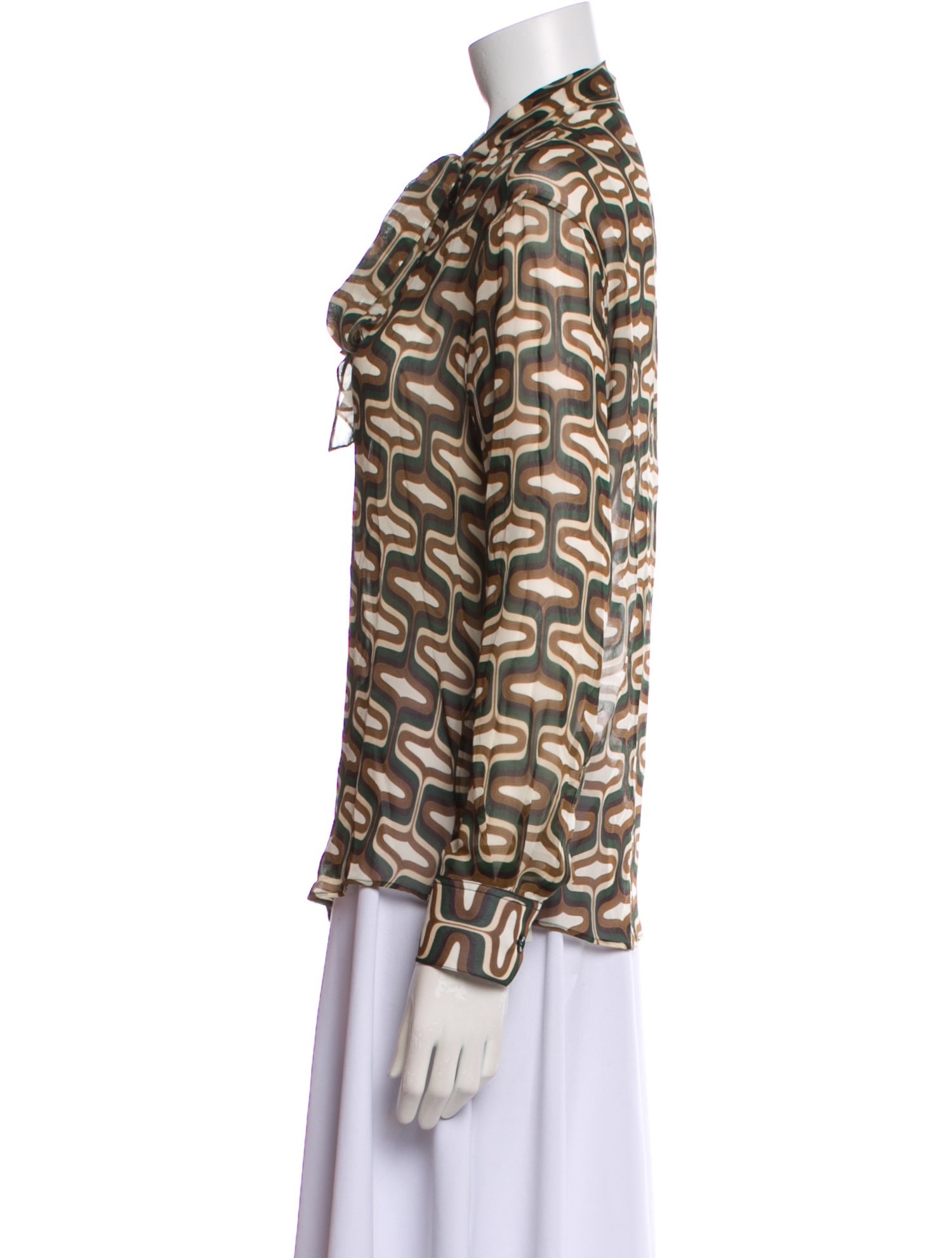 Celine Silk Printed Button-Up Top