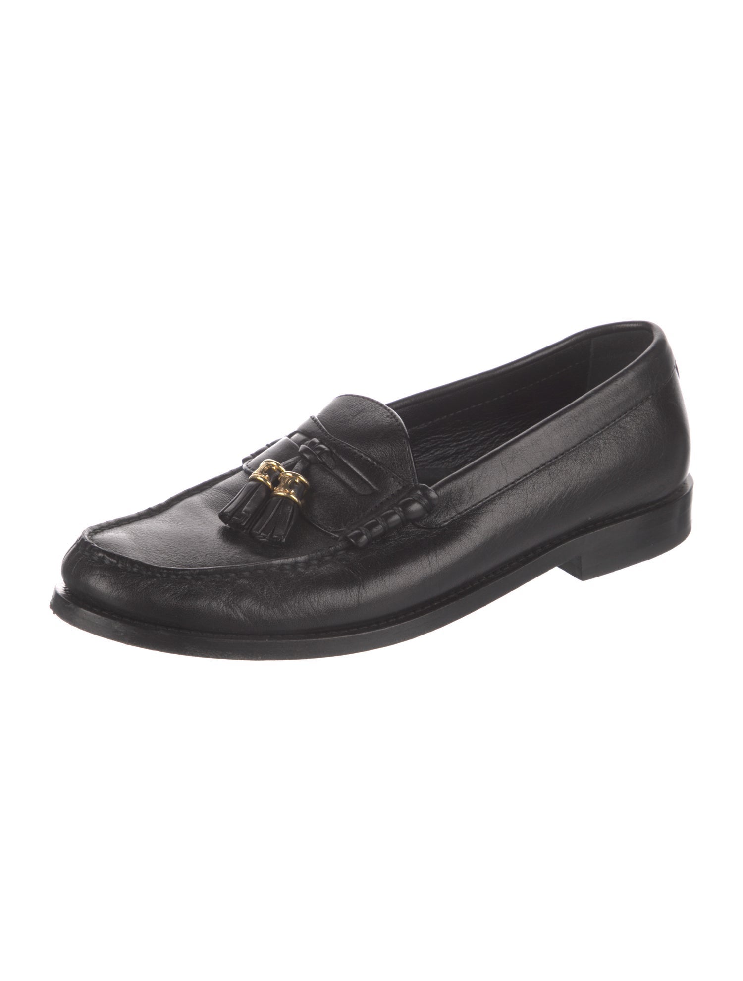 Celine Leather Tassel Accents Loafers