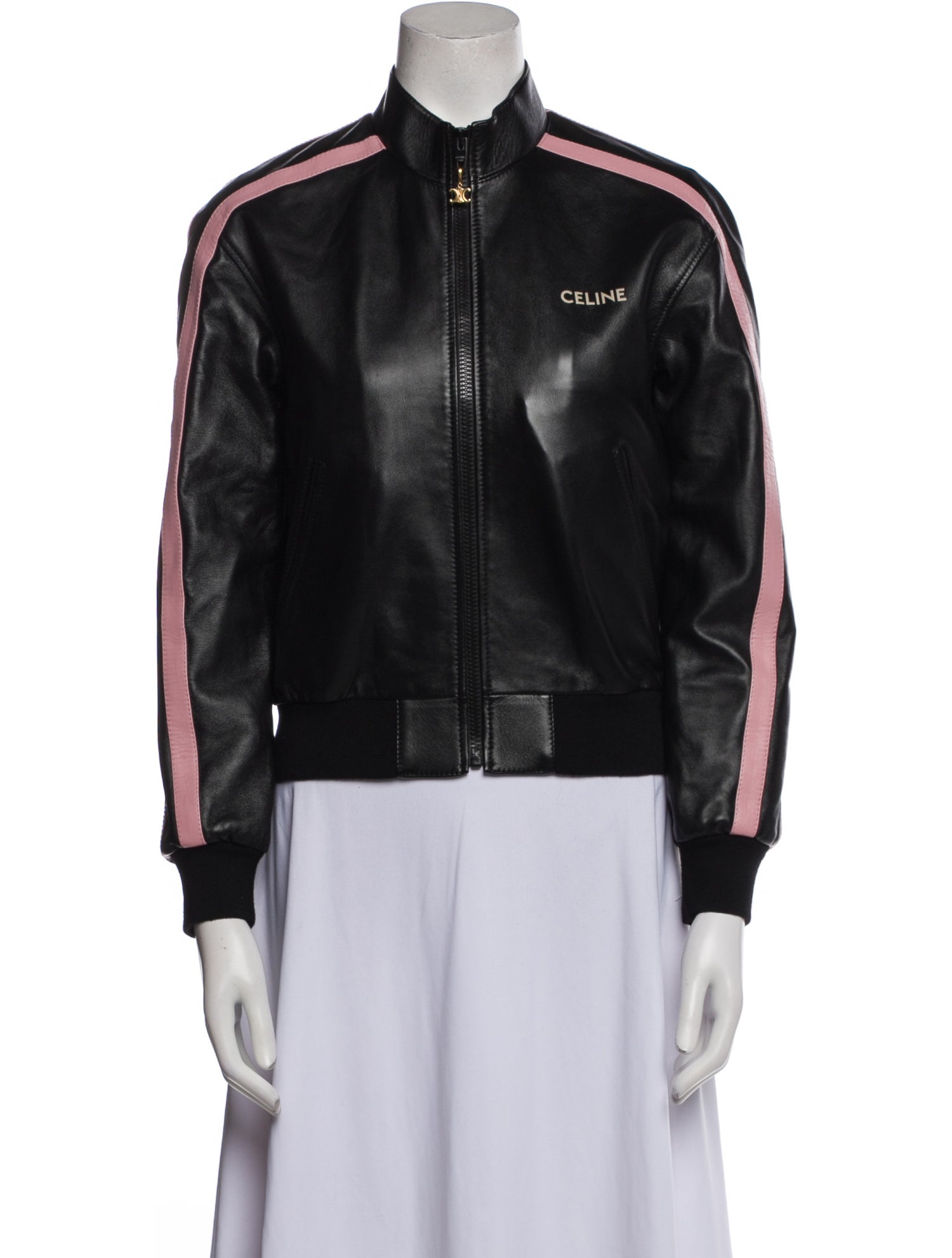 Celine Lambskin Striped Bomber Jacket