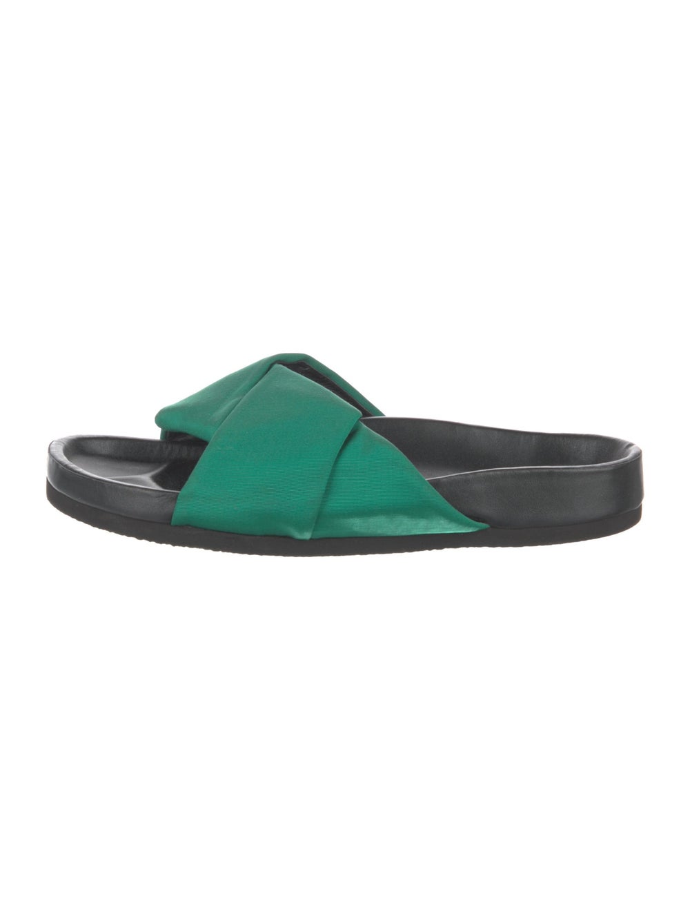 Celine Slides Black & Green Crossover Straps - image 1