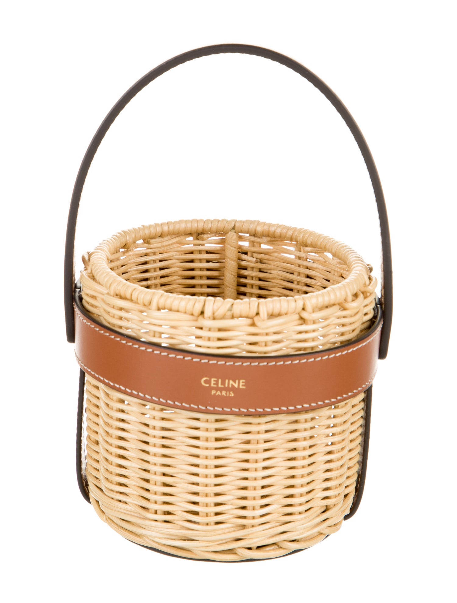 Celine Rattan & Leather Candle Holder