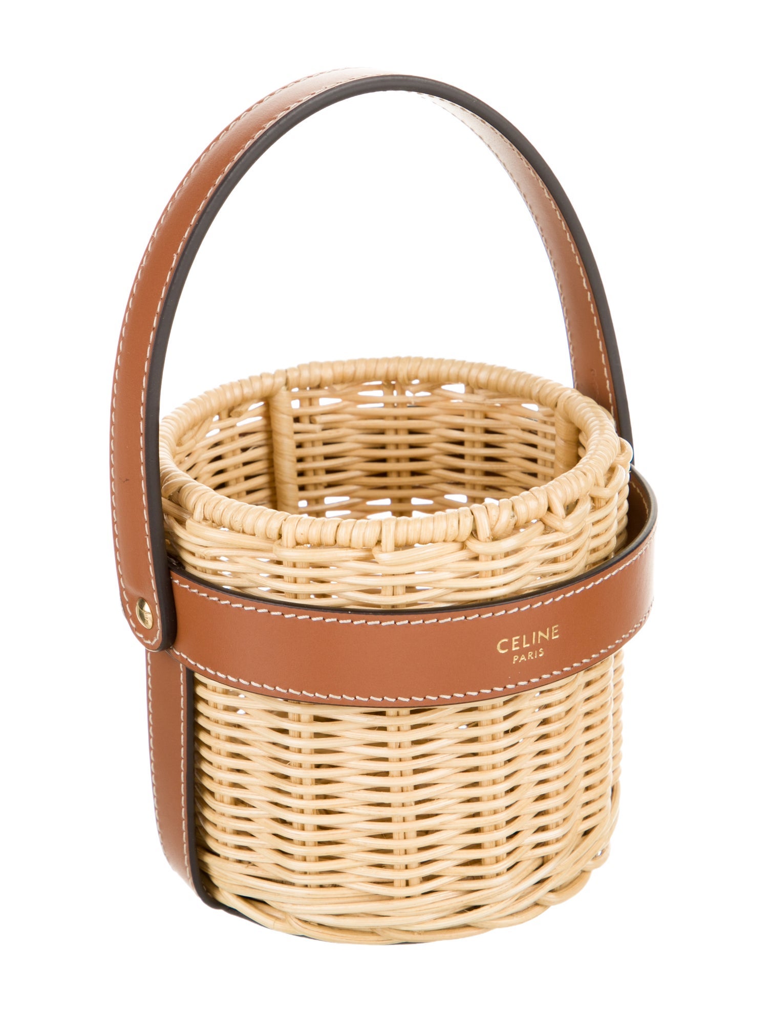 Celine Rattan & Leather Candle Holder