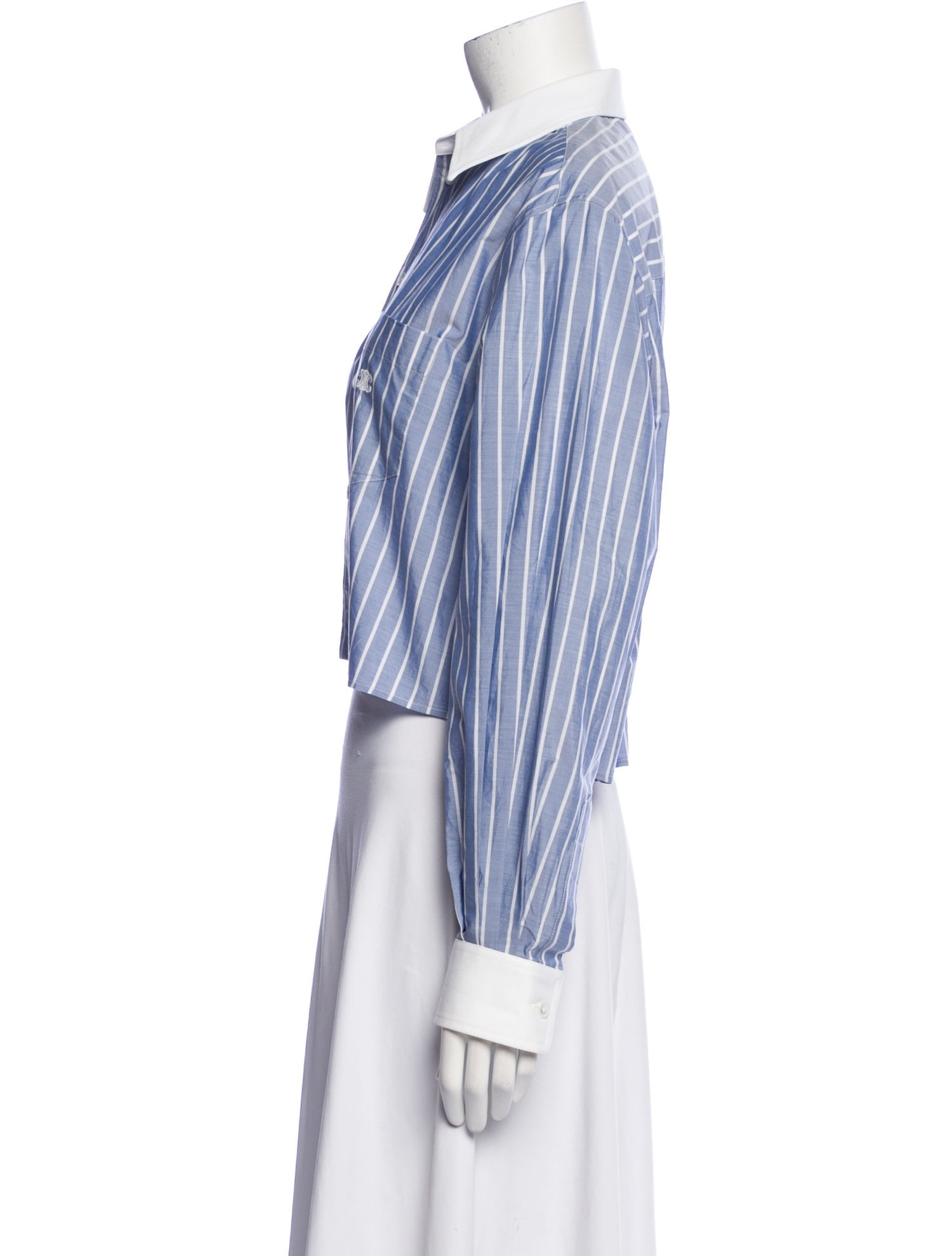 Celine Striped Long Sleeve Button-Up Top