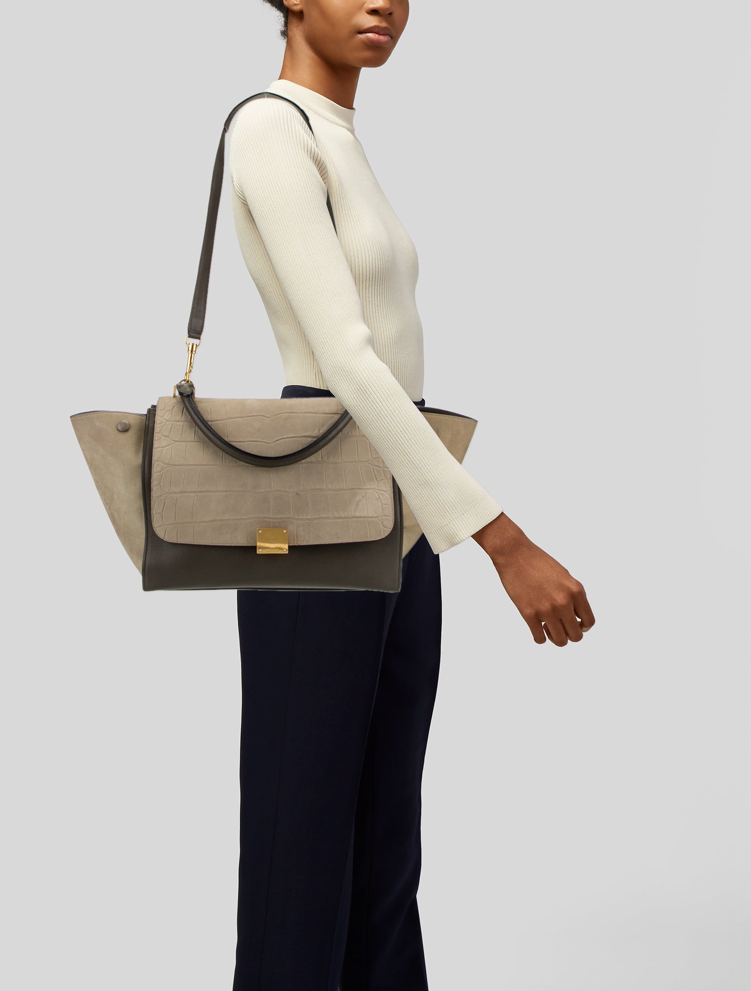 Celine Embossed Leather Trapeze Medium