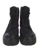 Celine Canvas Leather Trim Embellishment Combat Boots