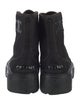 Celine Canvas Leather Trim Embellishment Combat Boots