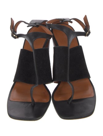 Celine Suede T-Strap Sandals