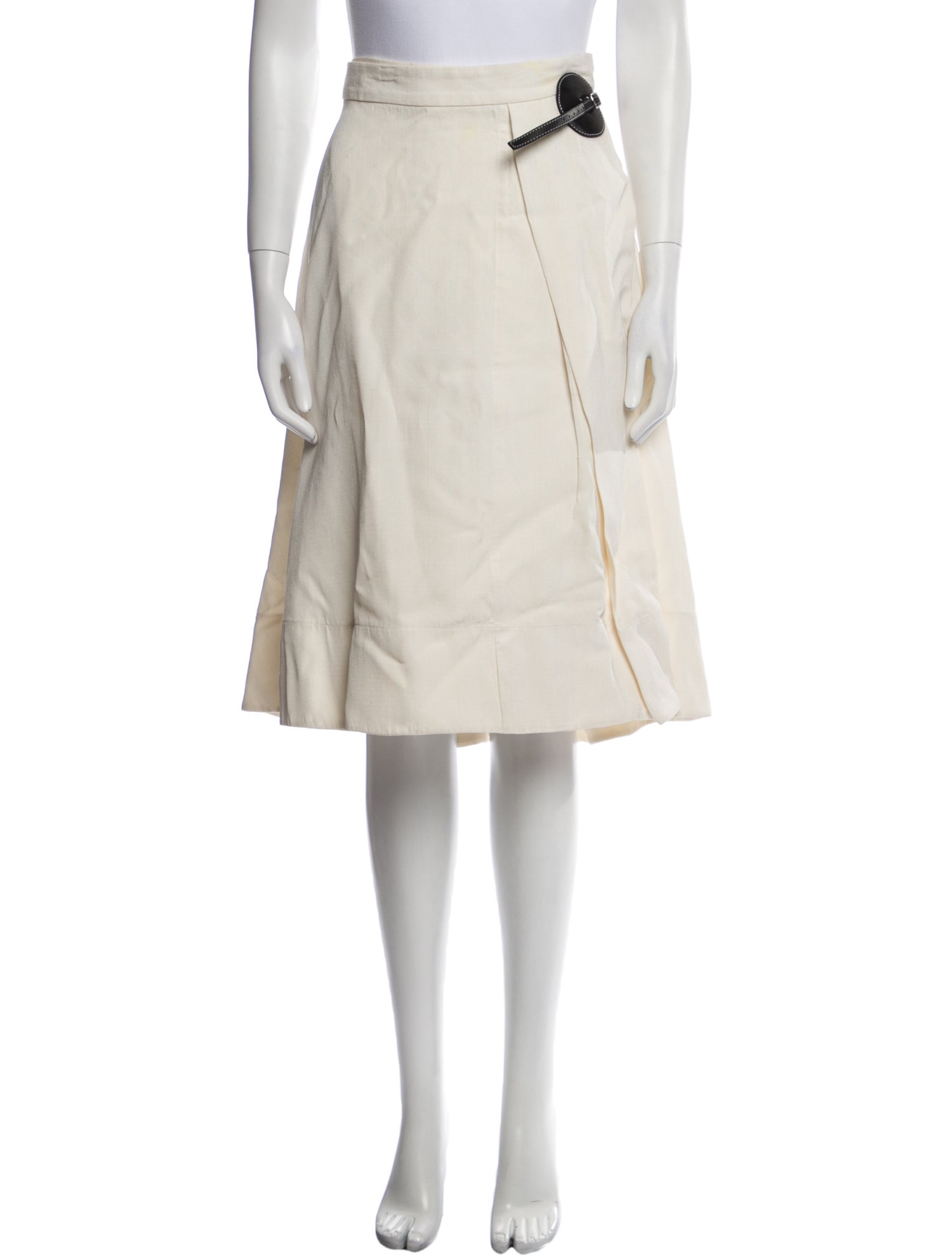 Celine Leather Trim Embellishment Knee-Length Skirt