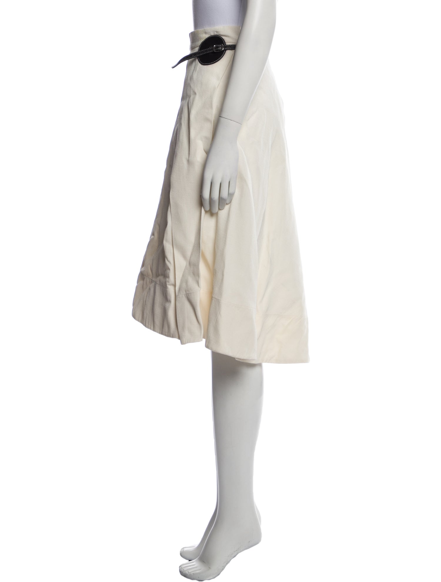 Celine Leather Trim Embellishment Knee-Length Skirt