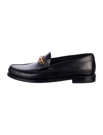 Celine Leather Chain-Link Accents Loafers