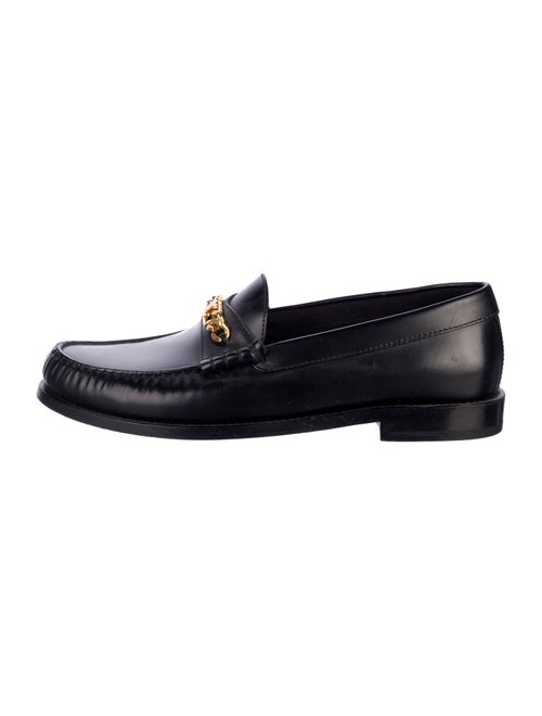 Celine Leather Chain-Link Accents Loafers