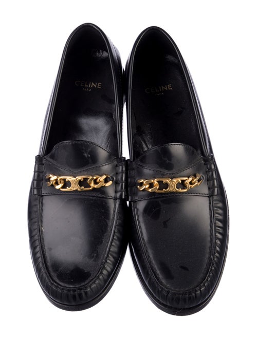 Celine Leather Chain-Link Accents Loafers