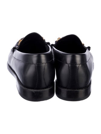 Celine Leather Chain-Link Accents Loafers