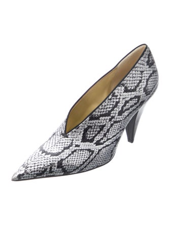 Celine Embossed Leather Animal Print Pumps