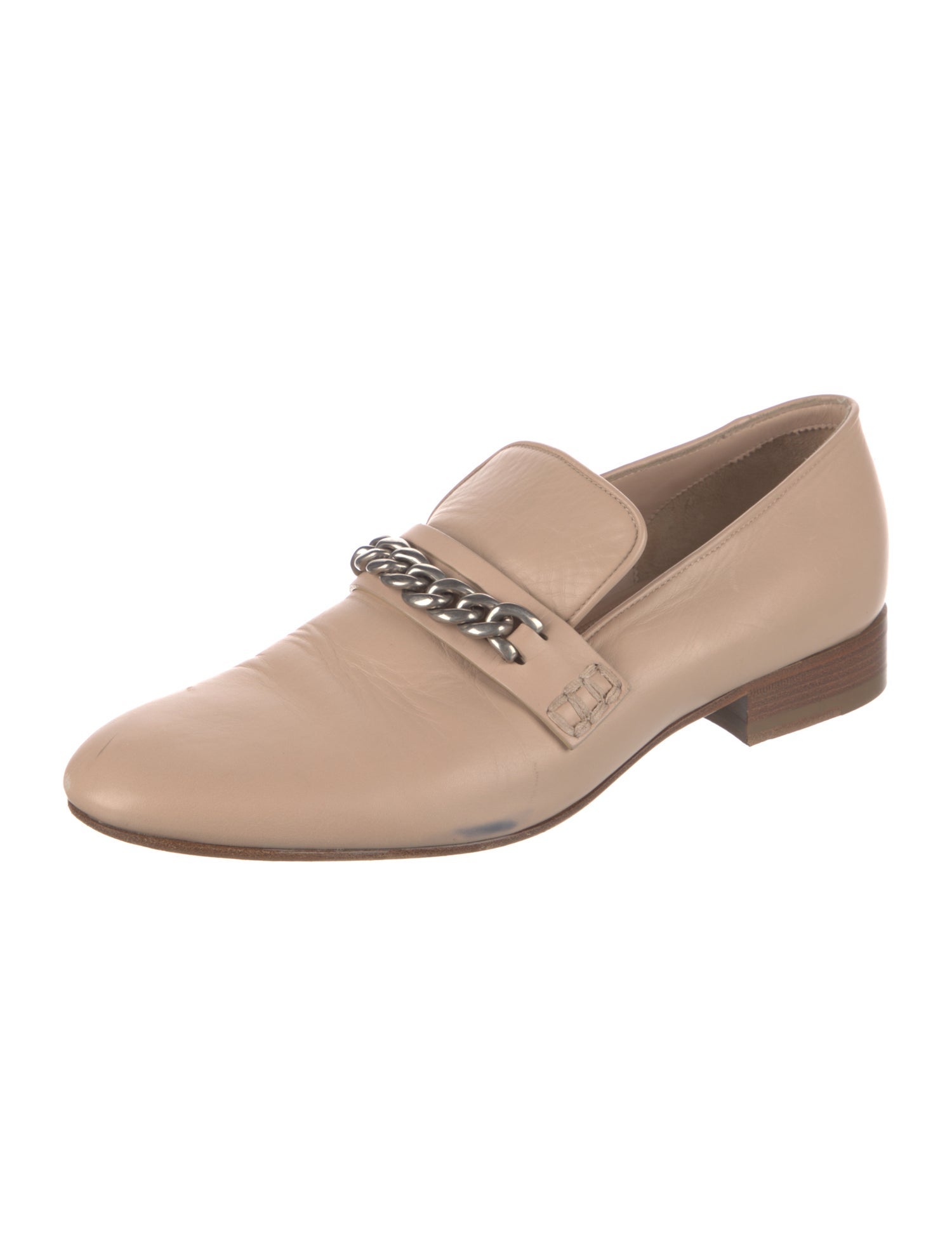 Celine Chain-Link Accent Leather Loafers
